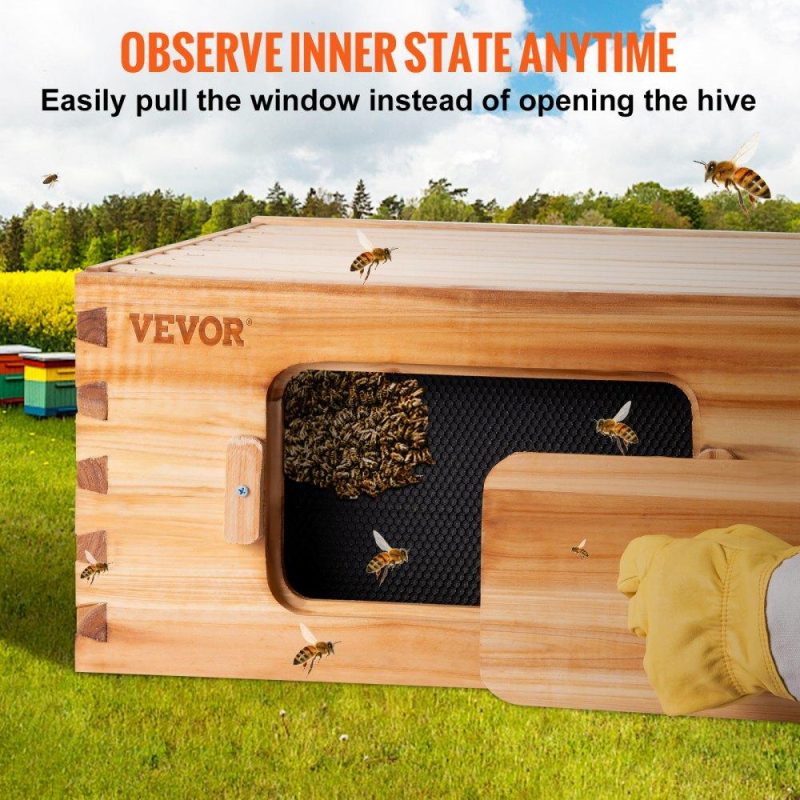 Beekeeping Supplies | Beehive Box Kit Bee Honey Hive 20 Frames 1 Deep 1 Medium Natural Fir Wood Agriculture & Forestry Equipment Beekeeping Supplies