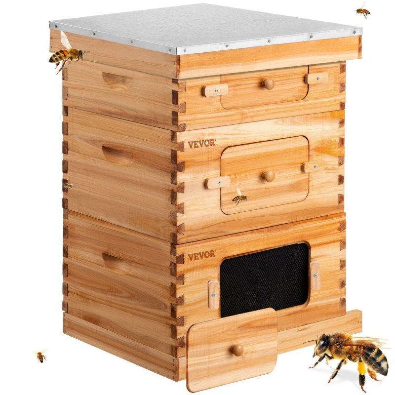 Beekeeping Supplies | Beehive Box Kit Bee Honey Hive 30 Frames 2 Deep 1 Medium Natural Fir Wood Agriculture & Forestry Equipment Beekeeping Supplies