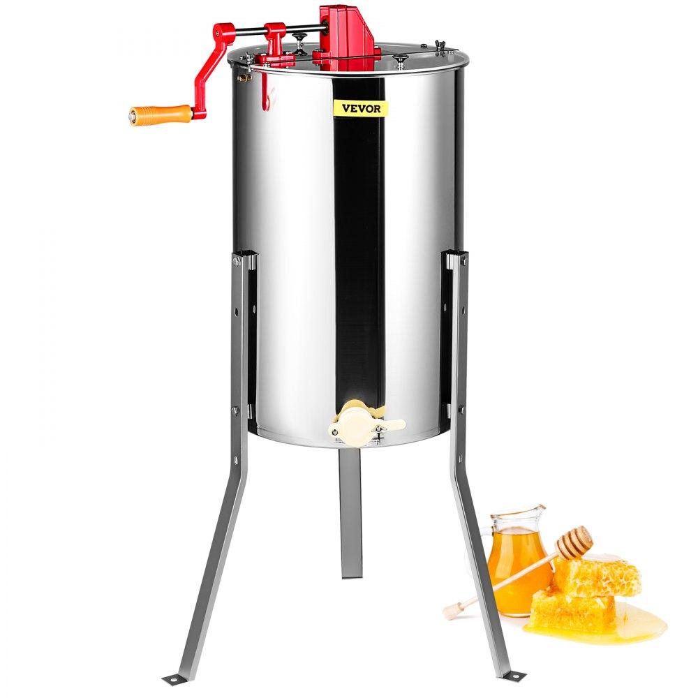 Beekeeping Supplies | Manual Honey Extractor, 2/4 Frames Honey Spinner Extractor, Stainless Steel Beekeeping Extraction, Honeycomb Drum Spinner with Lid, Apiary Centrifuge Equipment with Height Adjustable Stand Agriculture & Forestry Equipment Beekeeping Supplies