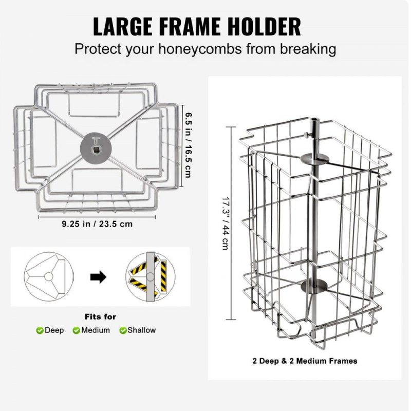 Beekeeping Supplies | Manual Honey Extractor, 2/4 Frames Honey Spinner Extractor, Stainless Steel Beekeeping Extraction, Honeycomb Drum Spinner with Lid, Apiary Centrifuge Equipment with Height Adjustable Stand Agriculture & Forestry Equipment Beekeeping Supplies