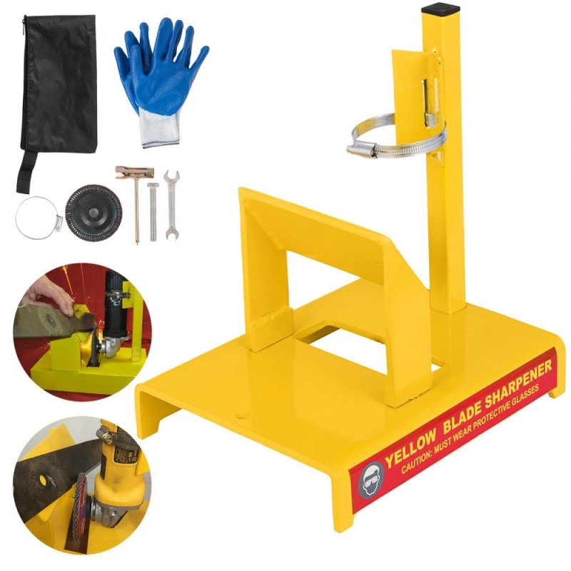 Equipment Parts & Accessories | 14 inches Yellow Lawn Mower Blade Sharpener Grinder Motor NOT Included Garden Blade Sharpener Adjustable Ring Rust 30°Angle Agriculture & Forestry Equipment Equipment Parts & Accessories