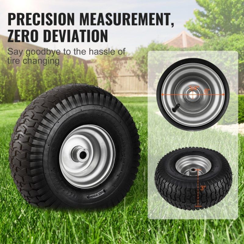 Equipment Parts & Accessories | Lawn Mower Tires, 15×6-6″ Lawn Tractor Tires, 2-Pack Tire and Wheel Assemblies, Turf Pneumatic Tires with 3″ Centered Hub and 3/4″ Bushing Size, 16 PCS Adapters for Riding Mowers Lawn Tractors Agriculture & Forestry Equipment Equipment Parts & Accessories