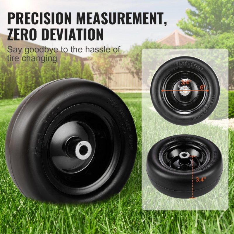 Equipment Parts & Accessories | Lawn Mower Tires with Rim, 11×4-7″ Tubeless Tractor Tires, 2-Pack Tire and Wheel Assemby, Flat-free PU Tire, 3.4″ Centered Hub, 3/4″ Bushing Size, 20 PCS Adapters for Riding Mowers Lawn Tractors Agriculture & Forestry Equipment Equipment Parts & Accessories