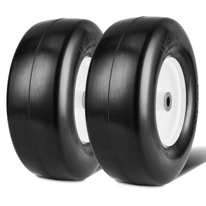 Equipment Parts & Accessories | Lawn Mower Tires with Rim, 13×5-6″ Tubeless Tractor Tires, 2-Pack Tire and Wheel Assembly, Flat-free PU Tires, 3.25″-5.9″ Centered Hub, 3/4″ Bushing Size, 20 PCS Adapter for Lawn Mowers Tractors Agriculture & Forestry Equipment Equipment Parts & Accessories