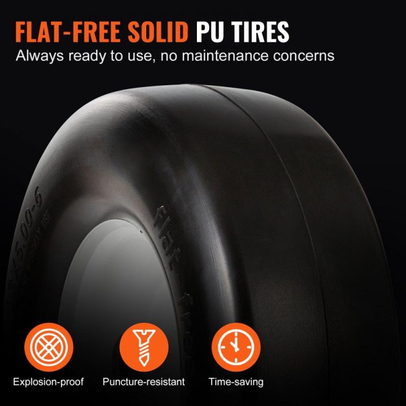 Equipment Parts & Accessories | Lawn Mower Tires with Rim, 13×5-6″ Tubeless Tractor Tires, 2-Pack Tire and Wheel Assembly, Flat-free PU Tires, 3.25″-5.9″ Centered Hub, 3/4″ Bushing Size, 20 PCS Adapter for Lawn Mowers Tractors Agriculture & Forestry Equipment Equipment Parts & Accessories