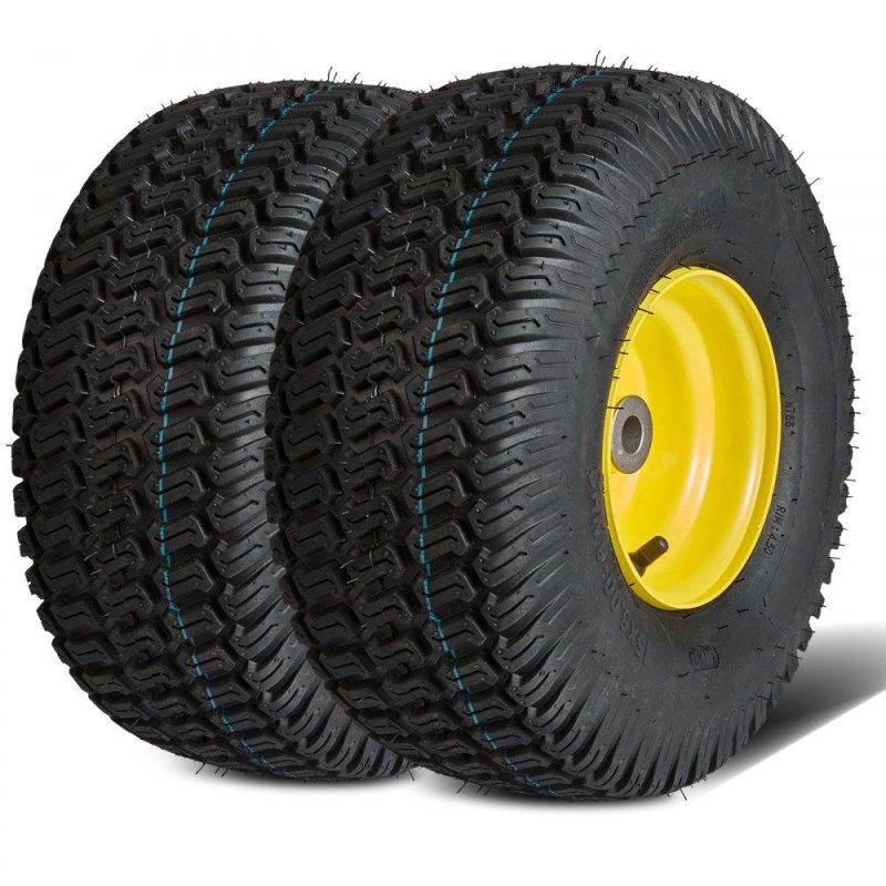 Equipment Parts & Accessories | Lawn Mower Tires with Rim, 15×6-6″ Tubeless Tractor Tires, 2-Pack Tire and Wheel Assembly, S-Turf Pneumatic Tires, 3″ Offset Hub, 3/4″ Bushing Size, 16 PCS Adapters for Riding Mower Lawn Tractor Agriculture & Forestry Equipment Equipment Parts & Accessories