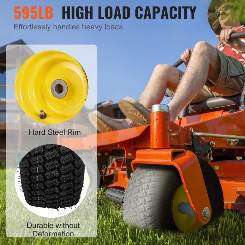 Equipment Parts & Accessories | Lawn Mower Tires with Rim, 15×6-6″ Tubeless Tractor Tires, 2-Pack Tire and Wheel Assembly, S-Turf Pneumatic Tires, 3″ Offset Hub, 3/4″ Bushing Size, 16 PCS Adapters for Riding Mower Lawn Tractor Agriculture & Forestry Equipment Equipment Parts & Accessories