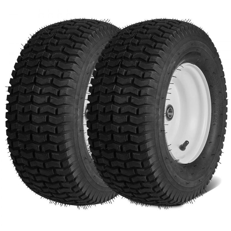 Equipment Parts & Accessories | Lawn Mower Tires with Rim, 16×6.5-8″ Tubeless Tractor Tires, 2-Pack Tire and Wheel Assembly, Turf Pneumatic Tires, 3″ Offset Hub, 3/4″ Bushing Size, 16 PCS Adapters for Riding Mower Lawn Tractor Agriculture & Forestry Equipment Equipment Parts & Accessories