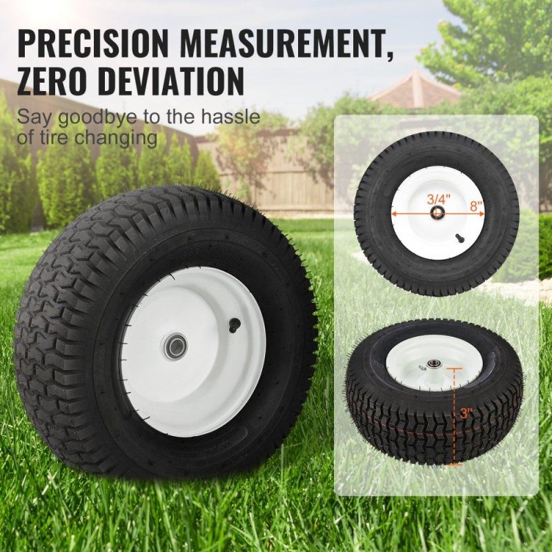 Equipment Parts & Accessories | Lawn Mower Tires with Rim, 16×6.5-8″ Tubeless Tractor Tires, 2-Pack Tire and Wheel Assembly, Turf Pneumatic Tires, 3″ Offset Hub, 3/4″ Bushing Size, 16 PCS Adapters for Riding Mower Lawn Tractor Agriculture & Forestry Equipment Equipment Parts & Accessories