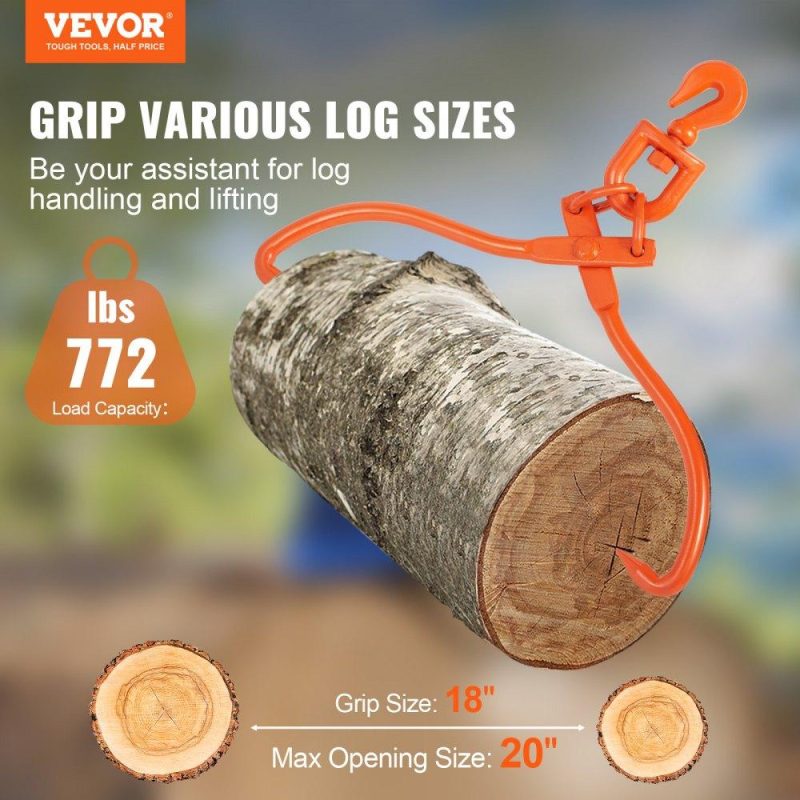 Equipment Parts & Accessories | Log Skidding Tongs, 18 inch 2 Claw Log Lifting Tongs, Heavy Duty Rotating Steel Lumber Skidding Tongs, 772 lbs/350 kg Loading Capacity, Log Lifting, Handling, Dragging & Carrying Tool Agriculture & Forestry Equipment Equipment Parts & Accessories