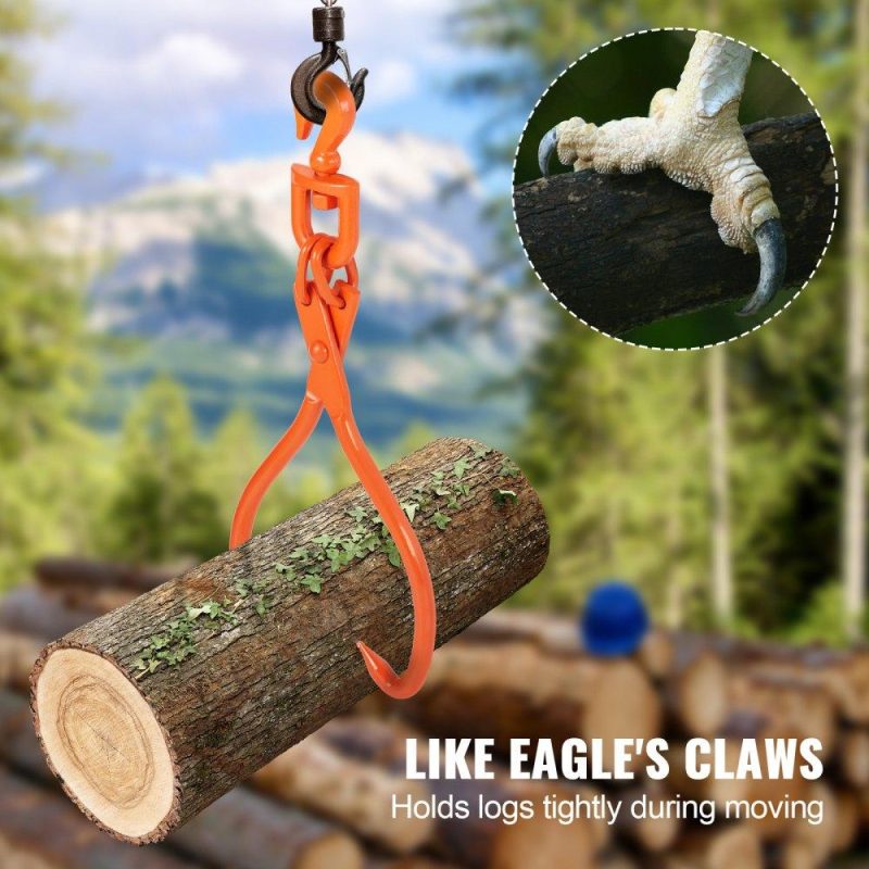 Equipment Parts & Accessories | Log Skidding Tongs, 18 inch 2 Claw Log Lifting Tongs, Heavy Duty Rotating Steel Lumber Skidding Tongs, 772 lbs/350 kg Loading Capacity, Log Lifting, Handling, Dragging & Carrying Tool Agriculture & Forestry Equipment Equipment Parts & Accessories