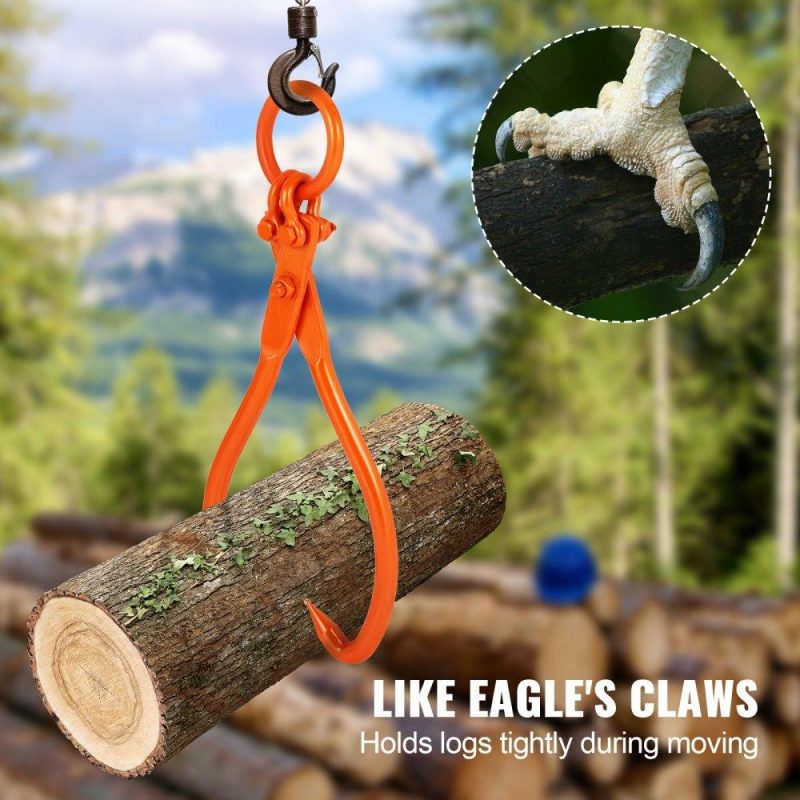 Equipment Parts & Accessories | Log Skidding Tongs, 18 inch 2 Claw Log Lifting Tongs, Heavy Duty Steel Lumber Skidding Tongs, 772 lbs/350 kg Loading Capacity, Log Lifting, Handling, Dragging & Carrying Tool Agriculture & Forestry Equipment Equipment Parts & Accessories