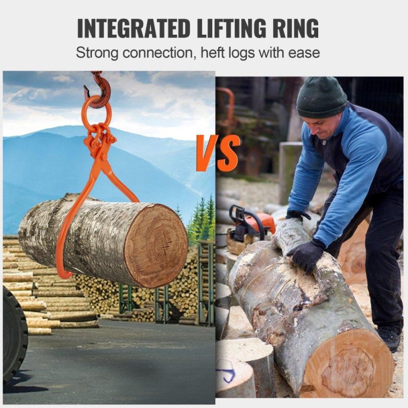 Equipment Parts & Accessories | Log Skidding Tongs, 18 inch 2 Claw Log Lifting Tongs, Heavy Duty Steel Lumber Skidding Tongs, 772 lbs/350 kg Loading Capacity, Log Lifting, Handling, Dragging & Carrying Tool Agriculture & Forestry Equipment Equipment Parts & Accessories