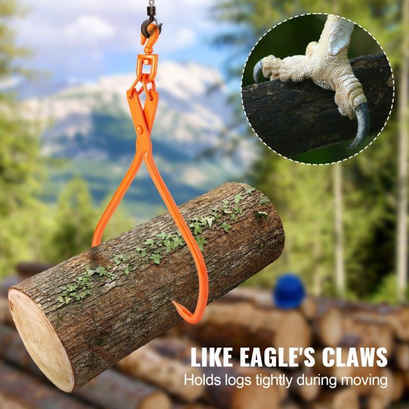 Equipment Parts & Accessories | Log Skidding Tongs, 32 inch 2 Claw Log Lifting Tongs, Heavy Duty Rotating Steel Lumber Skidding Tongs, 1543 lbs/700 kg Loading Capacity, Log Lifting, Handling, Dragging & Carrying Tool Agriculture & Forestry Equipment Equipment Parts & Accessories