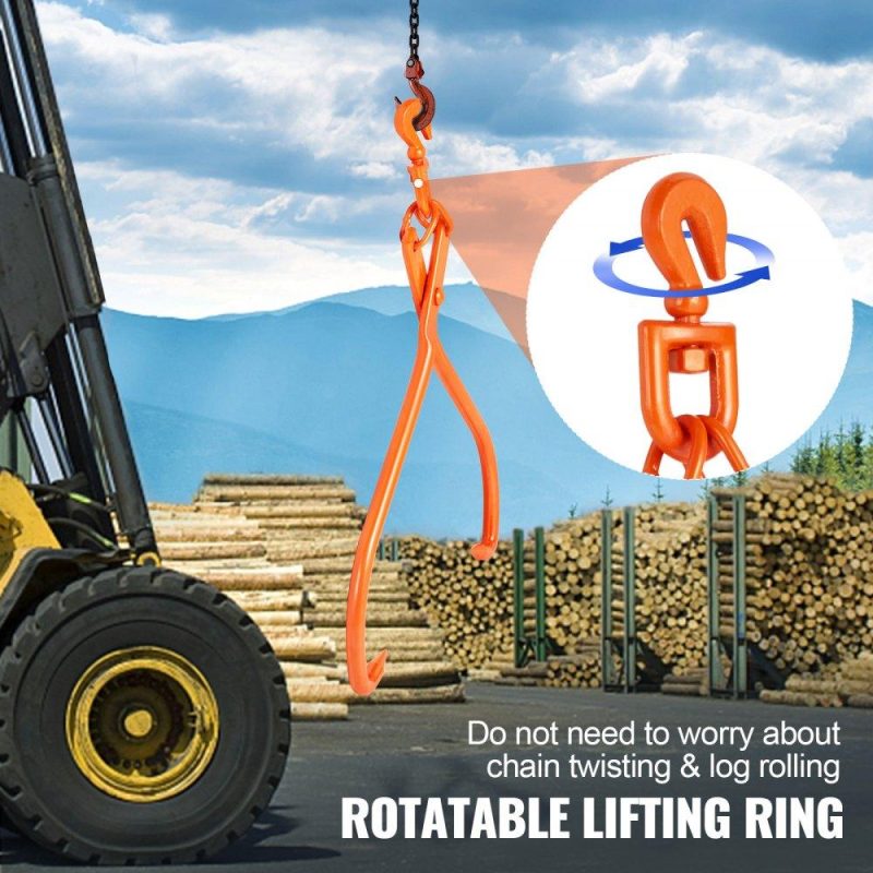 Equipment Parts & Accessories | Log Skidding Tongs, 32 inch 2 Claw Log Lifting Tongs, Heavy Duty Rotating Steel Lumber Skidding Tongs, 1543 lbs/700 kg Loading Capacity, Log Lifting, Handling, Dragging & Carrying Tool Agriculture & Forestry Equipment Equipment Parts & Accessories