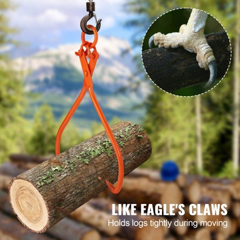 Equipment Parts & Accessories | Log Skidding Tongs, 32 inch 2 Claw Log Lifting Tongs, Heavy Duty Steel Lumber Skidding Tongs, 1543 lbs/700 kg Loading Capacity, Log Lifting, Handling, Dragging & Carrying Tool Agriculture & Forestry Equipment Equipment Parts & Accessories