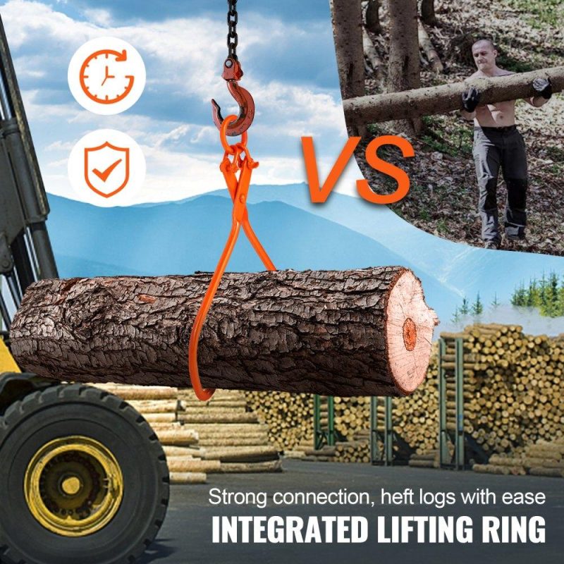 Equipment Parts & Accessories | Log Skidding Tongs, 32 inch 2 Claw Log Lifting Tongs, Heavy Duty Steel Lumber Skidding Tongs, 1543 lbs/700 kg Loading Capacity, Log Lifting, Handling, Dragging & Carrying Tool Agriculture & Forestry Equipment Equipment Parts & Accessories