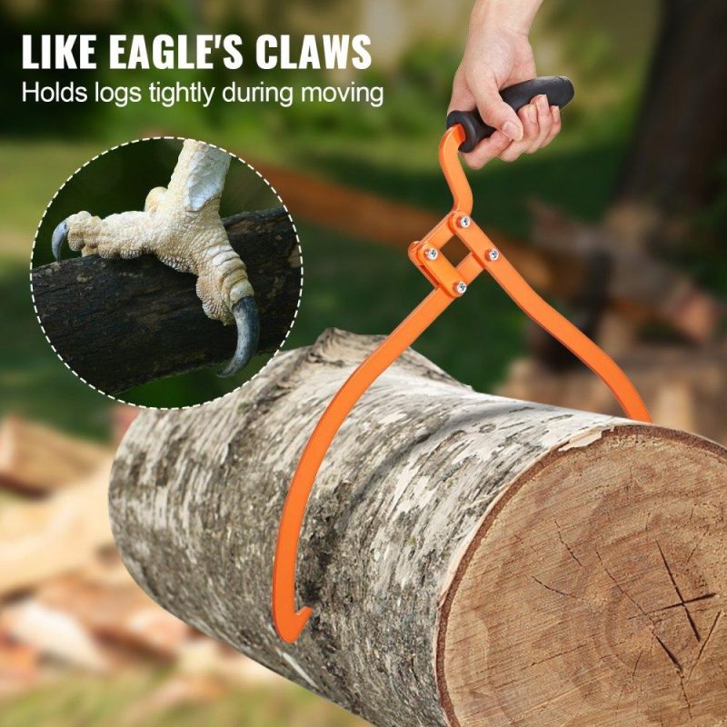 Equipment Parts & Accessories | Log Tongs, 20 inch 2 Claw Logging Skidding Tongs Non-Slip Grip, Steel Hand Log Grapple with 110 lbs Loading Capacity, Log Lifting, Handling, Dragging & Carrying Tool Agriculture & Forestry Equipment Equipment Parts & Accessories