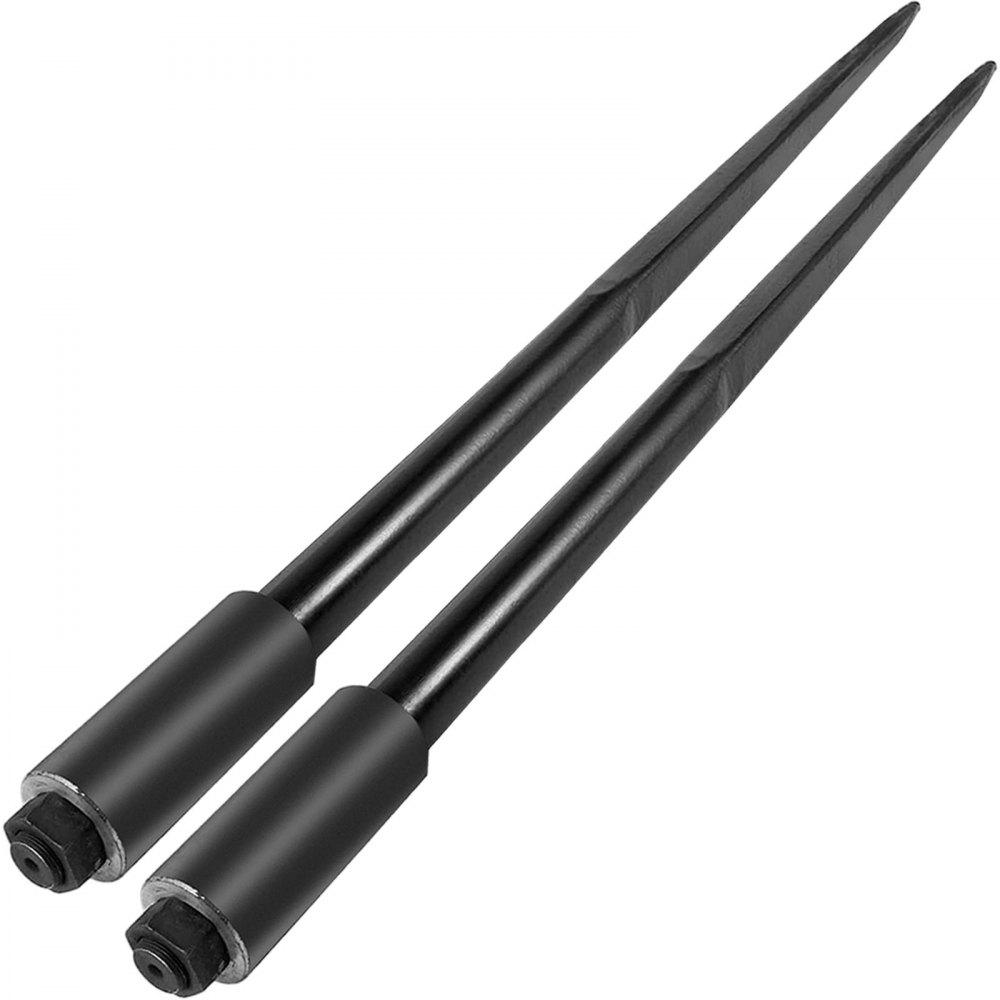 Hay Spear | Hay Spears, 49inch Hay Bale Spear, 3000lbs Bale Hay Spike, 1.75inch Wide Spike Fork Tine, Black Coated Hay Spear Attachment with Sleeve and Nut, 1 Pair for Tractors Loaders Buckets Skid-steers Black Agriculture & Forestry Equipment Black