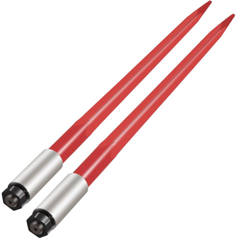 Hay Spear | Pair Hay Spear 39″ Bale Spear 3000 lbs Capacity, Bale Spike Quick Attach Square Hay Bale Spears 1 3/4″, Red Coated Bale Forks, Bale Hay Spike with Hex Nut & Sleeve for Buckets Tractors Loaders Red Agriculture & Forestry Equipment Hay Spear