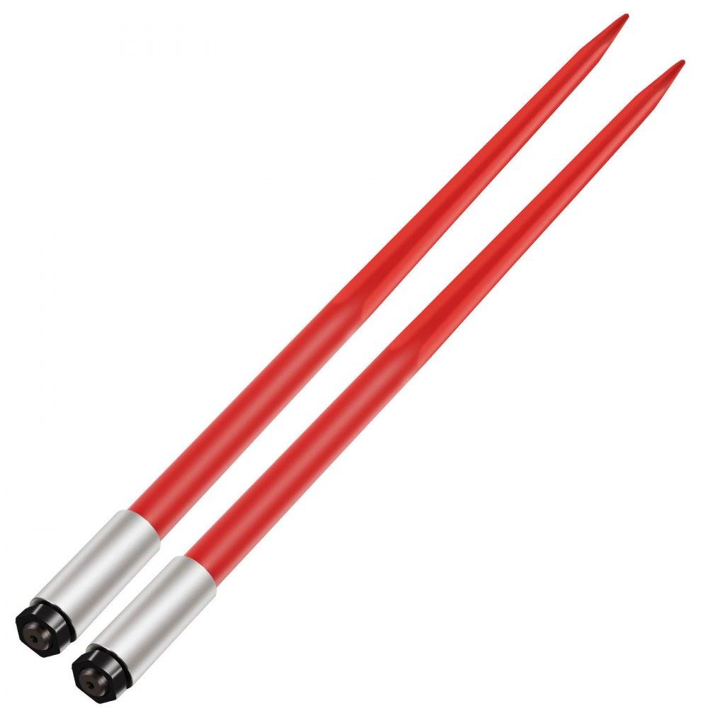 Hay Spear | Pair Hay Spear 49″ Bale Spear 3000 lbs Capacity, Bale Spike Quick Attach Square Hay Bale Spears 1 3/4″, Red Coated Bale Forks, Bale Hay Spike with Hex Nut & Sleeve for Buckets Tractors Loaders Red Agriculture & Forestry Equipment Hay Spear