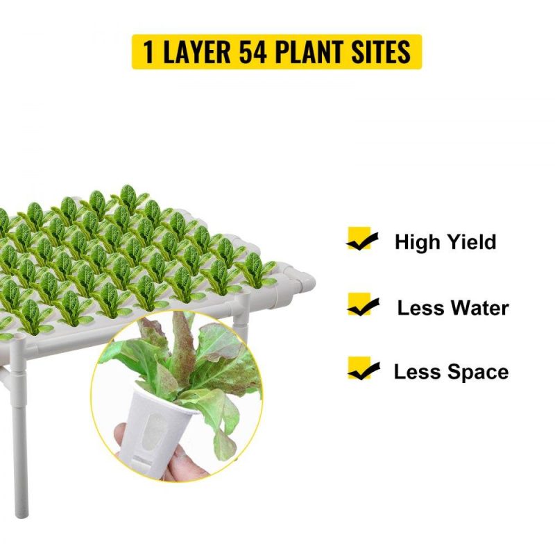 Hydroponics | 1 Layers 54 Plant Sites Hydroponic Site Grow Kit 6 Pipes Hydroponic Growing System Water Culture Garden Plant System for Leafy Vegetables Lettuce Herb Celery Cabbage Hydroponics Hydroponics