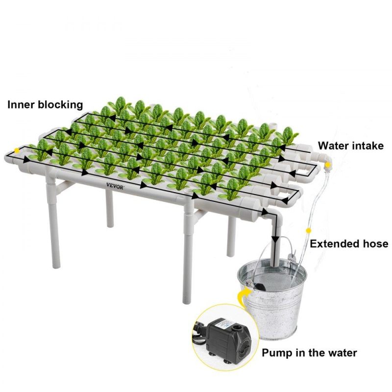 Hydroponics | 1 Layers 54 Plant Sites Hydroponic Site Grow Kit 6 Pipes Hydroponic Growing System Water Culture Garden Plant System for Leafy Vegetables Lettuce Herb Celery Cabbage Hydroponics Hydroponics