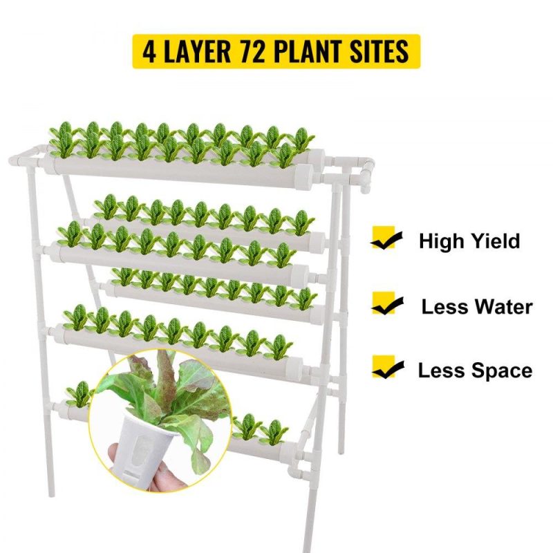 Hydroponics | 4 Layers 72 Plant Sites Hydroponic Site Grow Kit 8 Pipes Hydroponic Growing System Water Culture Garden Plant System for Leafy Vegetables Lettuce Herb Celery Cabbage Hydroponics Hydroponics