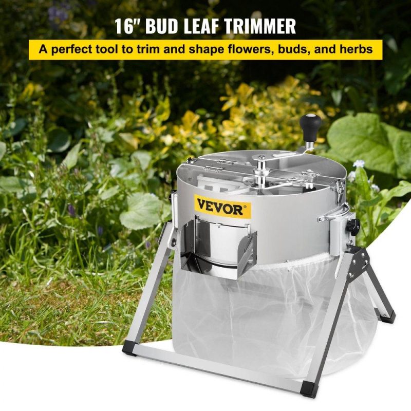 Hydroponics | Bud Leaf Trimmer, 16 inch Manual, Hydroponic Dry or Wet Plant Trimming Machine w/Sharp Stainless Steel Blades & Solid Metal Gearbox & Hand Pruner, Twisted Spin Cut for Herbs, Leaves, Silver Hydroponics Hydroponics