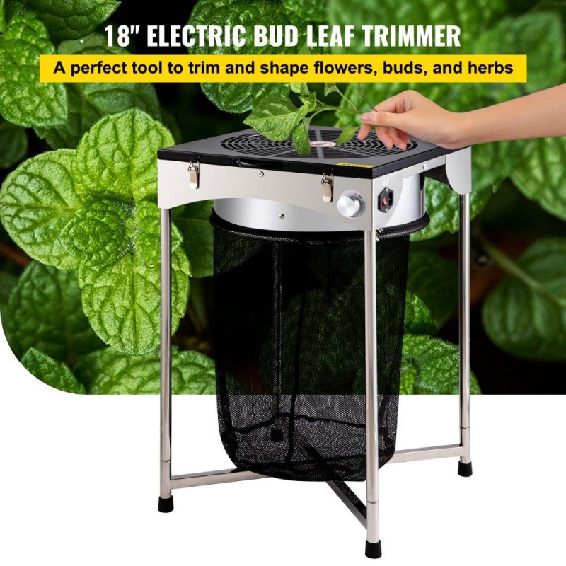 Hydroponics | Bud Leaf Trimmer, 18 inch Adjustable 3 Speed 110 V, Electric Hydroponic Dry or Wet Trimming Machine w/Sharp Stainless Steel Blades & Hand Pruner, Twisted Spin Cut for Herbs, Leaves, Black Hydroponics Hydroponics