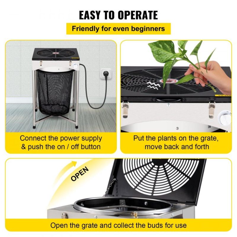 Hydroponics | Bud Leaf Trimmer, 18 inch Adjustable 3 Speed 110 V, Electric Hydroponic Dry or Wet Trimming Machine w/Sharp Stainless Steel Blades & Hand Pruner, Twisted Spin Cut for Herbs, Leaves, Black Hydroponics Hydroponics