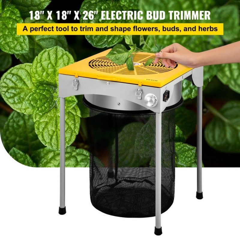 Hydroponics | Bud Leaf Trimmer, 18 inch Adjustable 3 Speed, Electric Hydroponic Dry or Wet Plant Trimming Machine with Sharp Stainless Steel Blades, Twisted Spin Cut for Flowers, Leaves, Herbs, Yellow Hydroponics Hydroponics