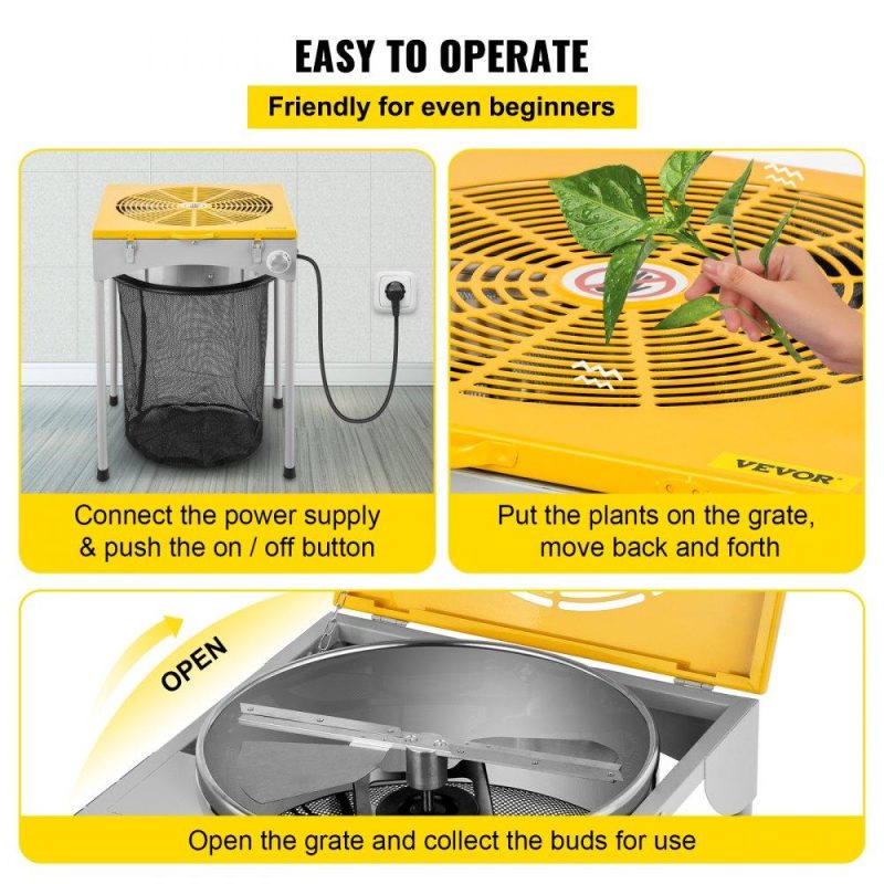 Hydroponics | Bud Leaf Trimmer, 18 inch Adjustable 3 Speed, Electric Hydroponic Dry or Wet Plant Trimming Machine with Sharp Stainless Steel Blades, Twisted Spin Cut for Flowers, Leaves, Herbs, Yellow Hydroponics Hydroponics