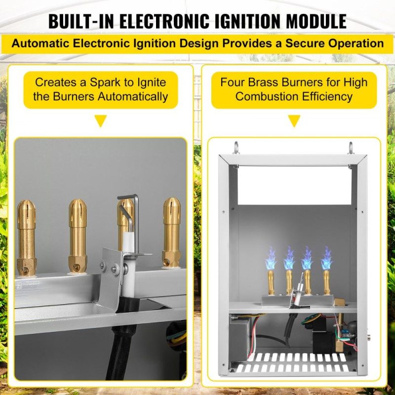 Hydroponics | CO2 Burner, 4 Brass Burner CO2 Generator for Plant, Natural Gas NG Carbon Dioxide Generator Burner, 12540 BTU/Hr, Built-In Electronic Ignition, for Greenhouse Green Tent Hydroponic Grow Room Hydroponics Hydroponics