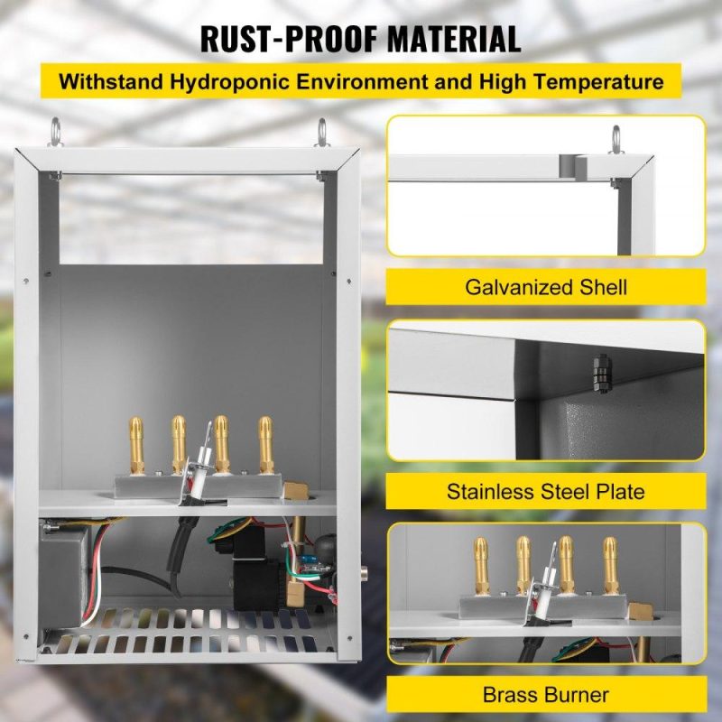 Hydroponics | CO2 Burner, 4 Brass Burner CO2 Generator for Plant, Natural Gas NG Carbon Dioxide Generator Burner, 12540 BTU/Hr, Built-In Electronic Ignition, for Greenhouse Green Tent Hydroponic Grow Room Hydroponics Hydroponics