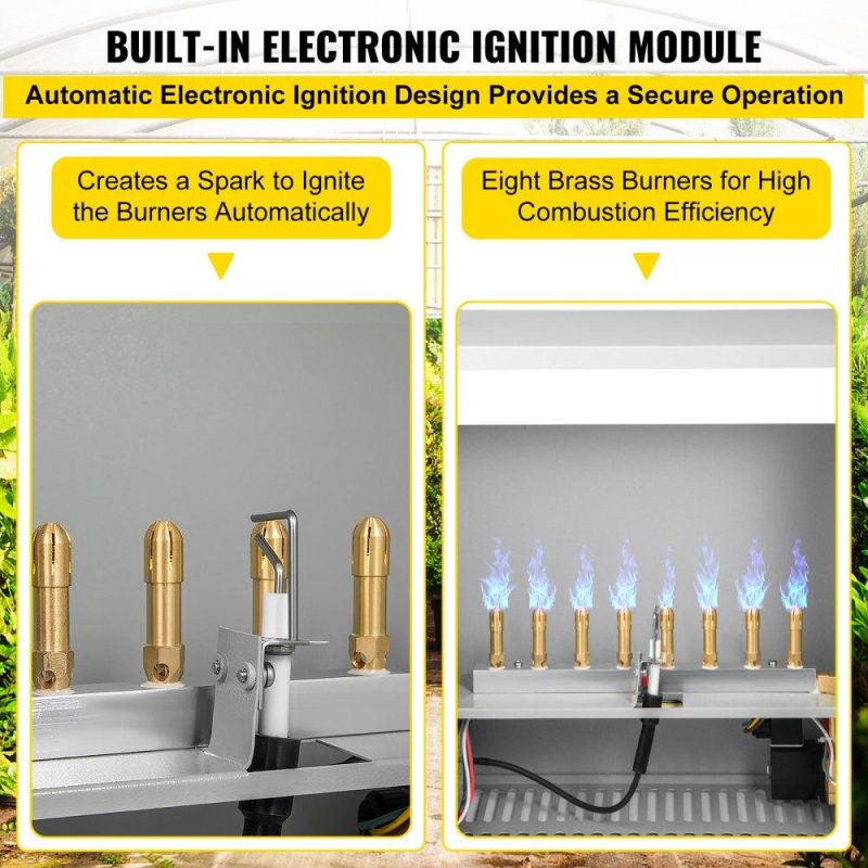 Hydroponics | CO2 Burner, 8 Brass Burner CO2 Generator for Plant, Liquid Propane LP Carbon Dioxide Generator, 22352 BTU/Hr, Built-In Electronic Ignition, for Greenhouse Green Tent Hydroponic Room Grow Room Hydroponics Hydroponics