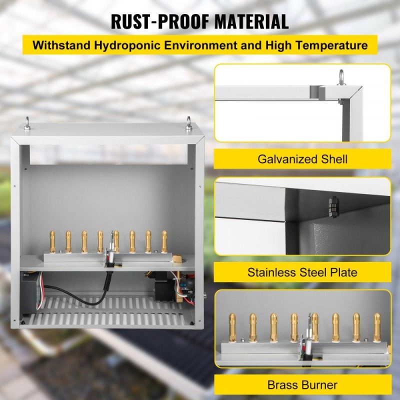 Hydroponics | CO2 Burner, 8 Brass Burner CO2 Generator for Plant, Liquid Propane LP Carbon Dioxide Generator, 22352 BTU/Hr, Built-In Electronic Ignition, for Greenhouse Green Tent Hydroponic Room Grow Room Hydroponics Hydroponics