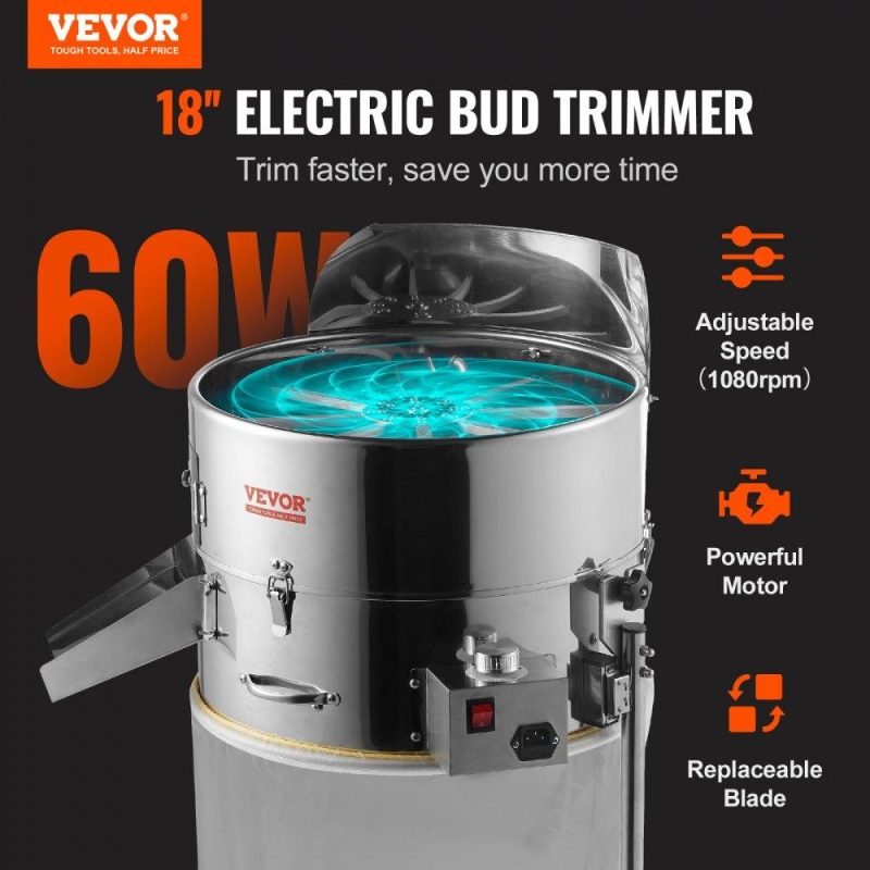 Hydroponics | Electric Bud Trimmer, 19” Electric Leaf Trimmer Machine with 60W Adjustable Speed, Tillable Trimmer with Stainless-Steel Blades, Bud Leaf Trimmer Mesh Bag & Hand Pruner Included for Leaves, Bud Hydroponics Hydroponics