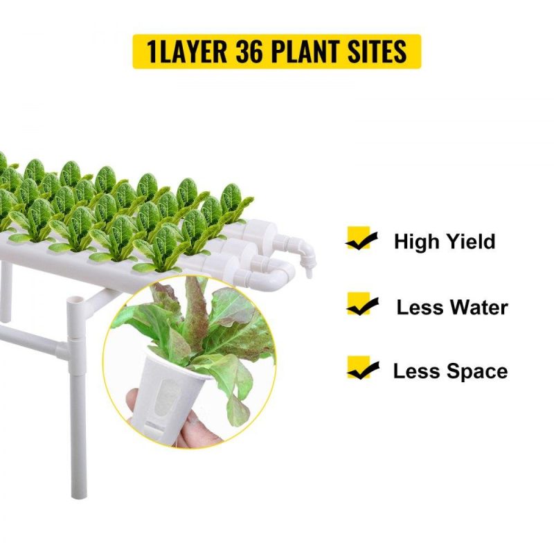 Hydroponics | Hydroponic Grow Kit 36 Sites 4 Pipes Hydroponic Planting Equipment Ebb and Flow Deep Water Culture Balcony Garden System Vegetable Tool Grow Kit Hydroponics Hydroponics