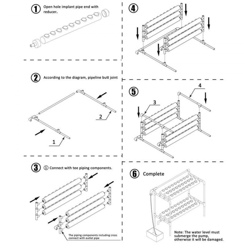 Hydroponics | Hydroponic Grow Kit 6 Pipes 2 Layers 54 Plant Sites Vegetables Melons Hybrid Hydroponics Hydroponics