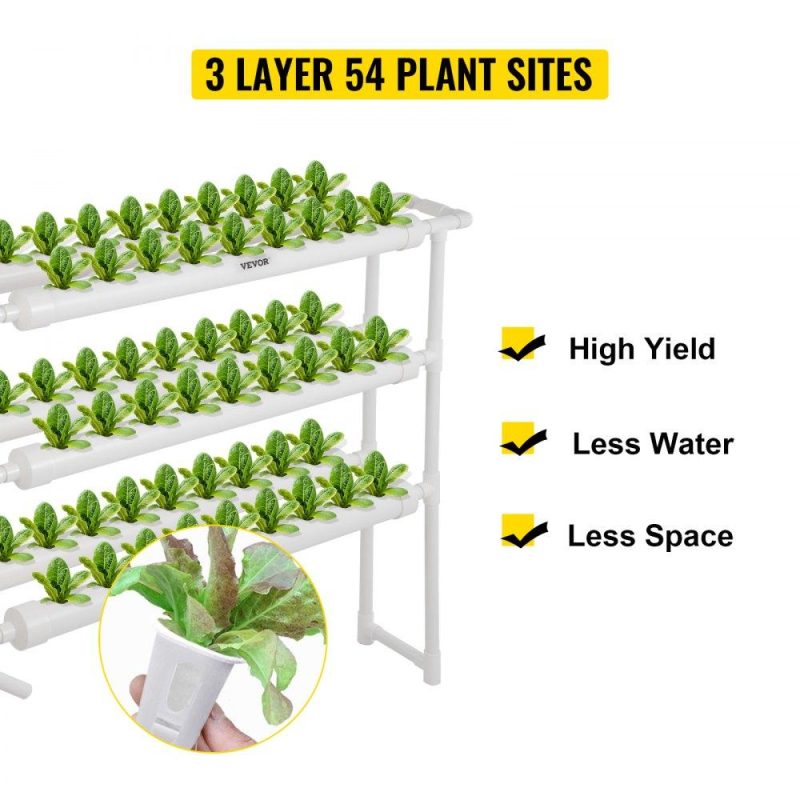 Hydroponics | Hydroponic Grow Kit 6 Pipes 3 Layers 54 Plant Sites Drain-lever Culture Lettuce Hydroponics Hydroponics