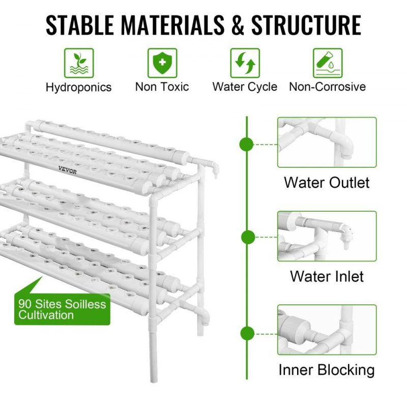 Hydroponics | Hydroponic Grow Kit 90 Sites 10 Pipe NFT PVC Hydroponic Pipe Home Balcony Garden Grow Kit Hydroponic Soilless Plant Growing Systems Vegetable Planting Grow Kit Hydroponics Hydroponics