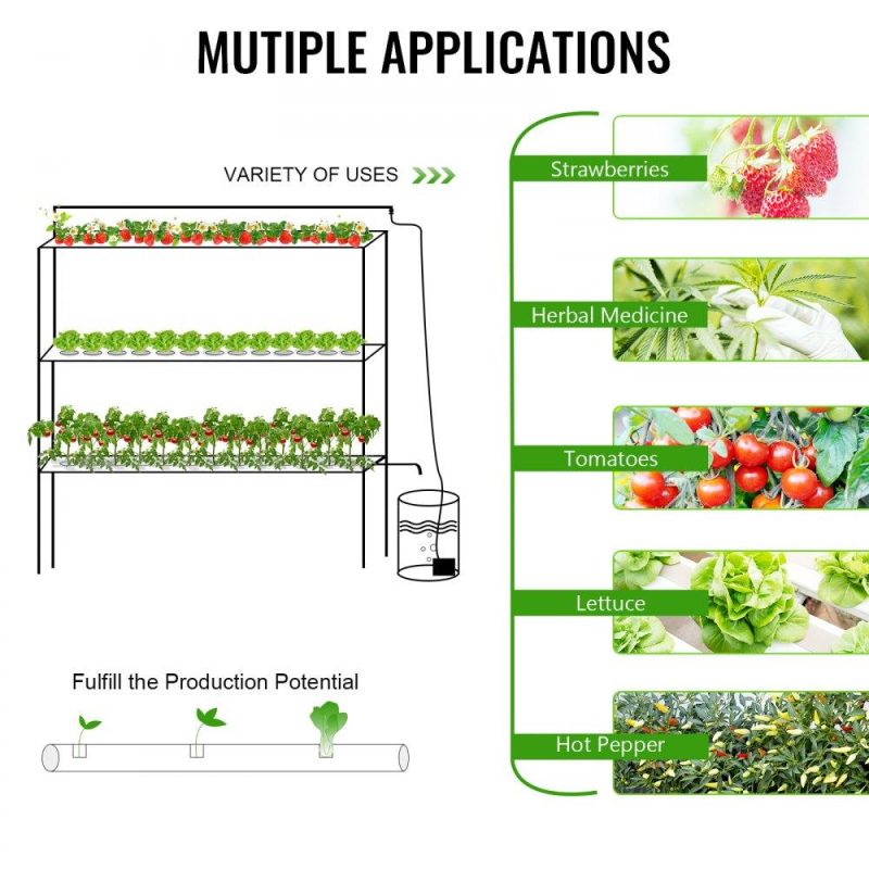 Hydroponics | Hydroponic Grow Kit 90 Sites 10 Pipe NFT PVC Hydroponic Pipe Home Balcony Garden Grow Kit Hydroponic Soilless Plant Growing Systems Vegetable Planting Grow Kit Hydroponics Hydroponics