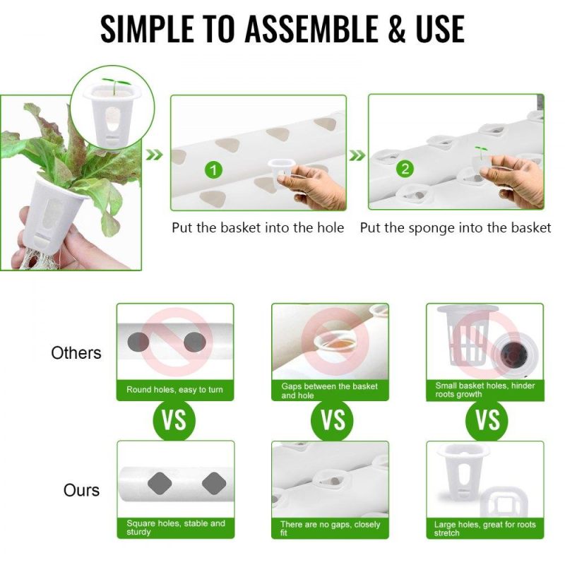 Hydroponics | Hydroponic Grow Kit 90 Sites 10 Pipe NFT PVC Hydroponic Pipe Home Balcony Garden Grow Kit Hydroponic Soilless Plant Growing Systems Vegetable Planting Grow Kit Hydroponics Hydroponics