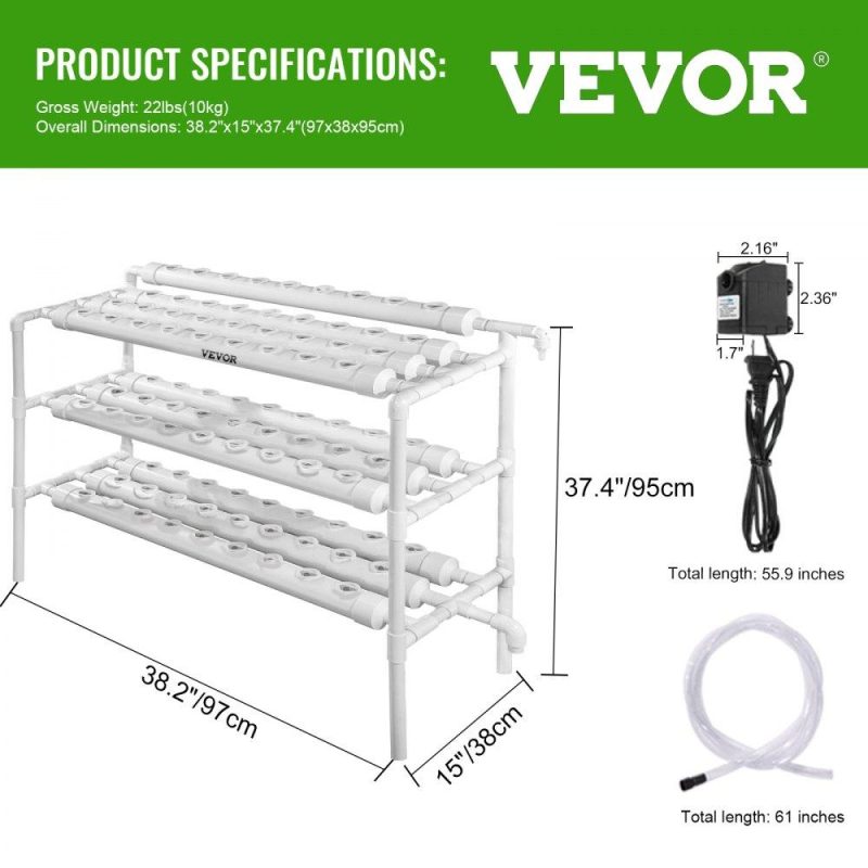 Hydroponics | Hydroponic Grow Kit 90 Sites 10 Pipe NFT PVC Hydroponic Pipe Home Balcony Garden Grow Kit Hydroponic Soilless Plant Growing Systems Vegetable Planting Grow Kit Hydroponics Hydroponics