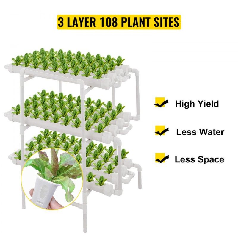 Hydroponics | Hydroponic Site Grow Kit 3 Layers 108 Plant Sites12 Pipes Hydroponic Growing System Water Culture Garden Plant System for Leafy Vegetables Lettuce Herb Celery Hydroponics Hydroponics