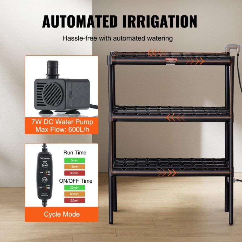 Hydroponics | Hydroponics Growing System 108 Sites 3-Layer Hydroponic Grow Kit PVC Pipes Hydroponics Hydroponics