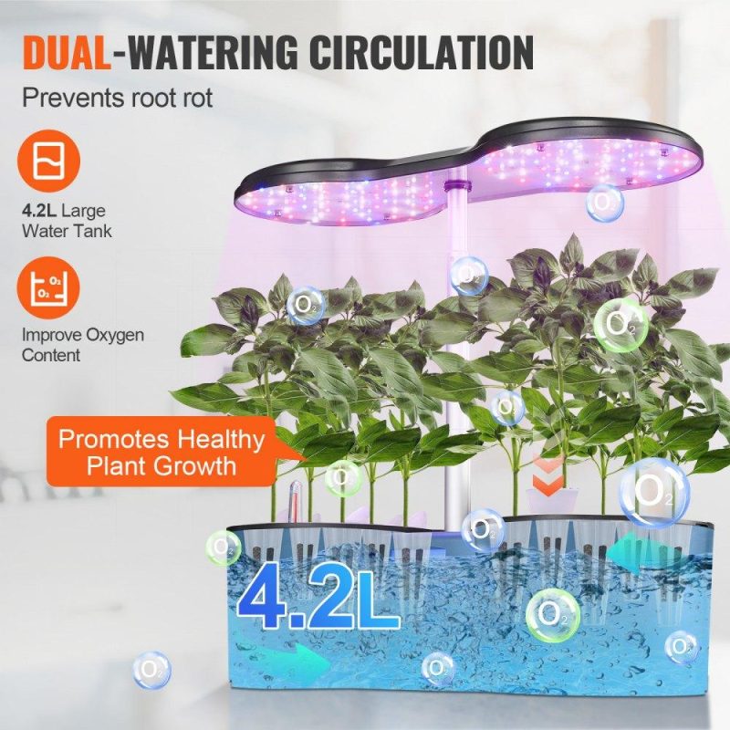 Hydroponics | Hydroponics Growing System, 12 Pods Indoor Growing System, Indoor Herb Garden with Full-Spectrum LED Grow Light, Indoor Gardening System Height Adjustable, 4.2L Water Tank, Auto Timer Hydroponics Hydroponics