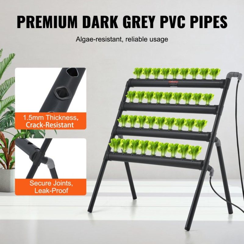 Hydroponics | Hydroponics Growing System 36 Sites 4-Layer Hydroponic Grow Kit PVC Pipes Hydroponics Hydroponics