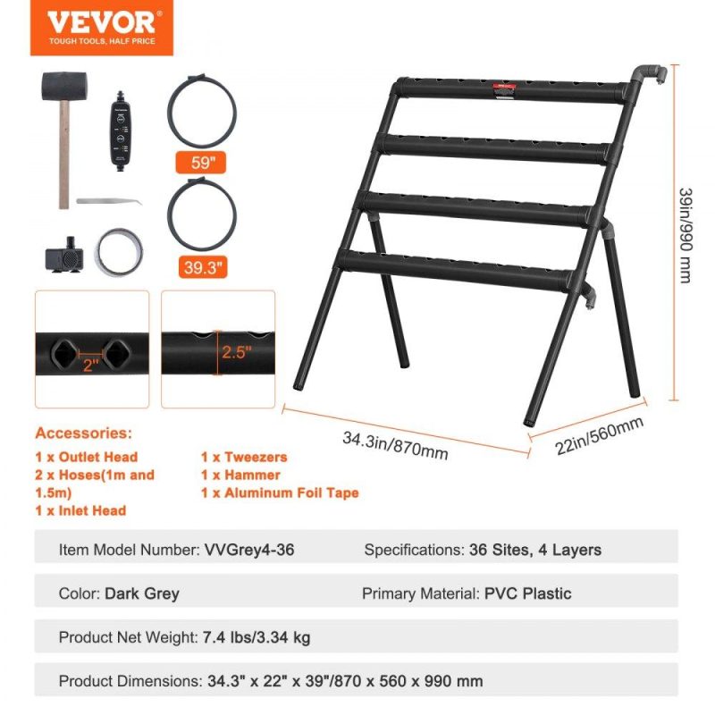 Hydroponics | Hydroponics Growing System 36 Sites 4-Layer Hydroponic Grow Kit PVC Pipes Hydroponics Hydroponics